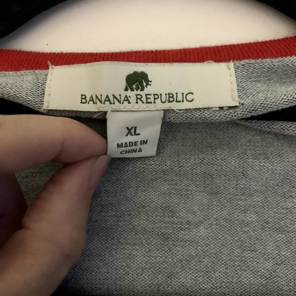 BANANA REPUBLIC Gray V-Neck Pullover‎ Sweater - Picture 9 of 11